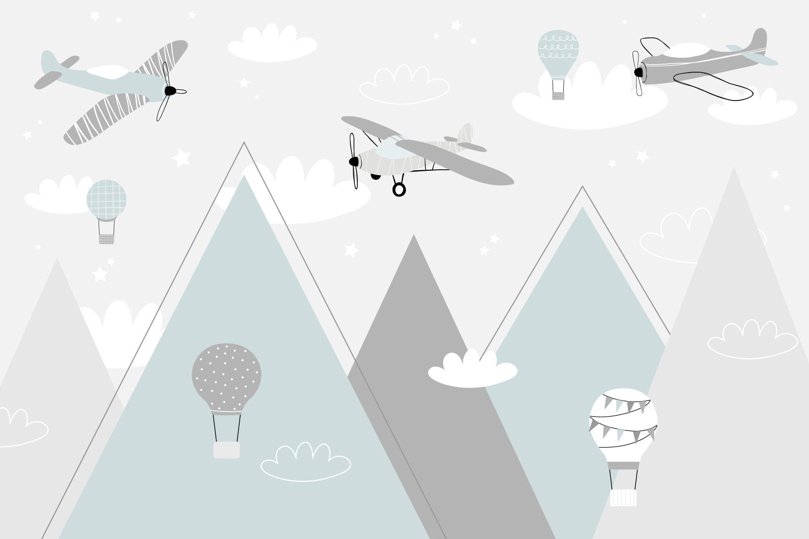 Wallpaper with airplanes and mountains