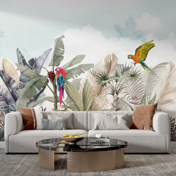 Behang met tropische planten en vogels u95037pig3 600x600 - Behang met tropische planten en vogels
