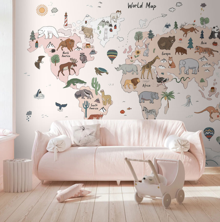 Wereldkaart met dieren Wereldkaart met dieren