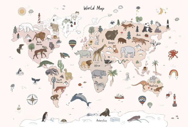 Wereldkaart met dieren Wereldkaart met dieren