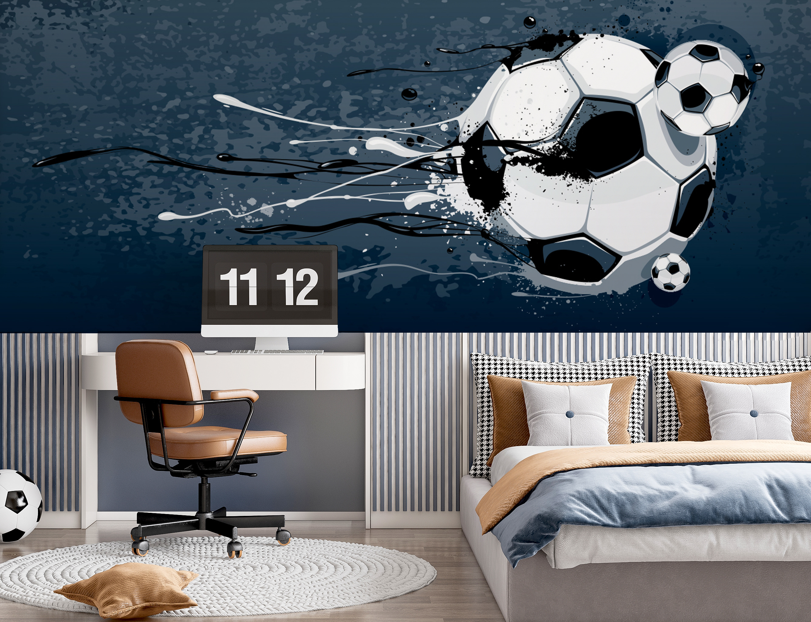 Football ball with splashes of paint Football ball with splashes of paint