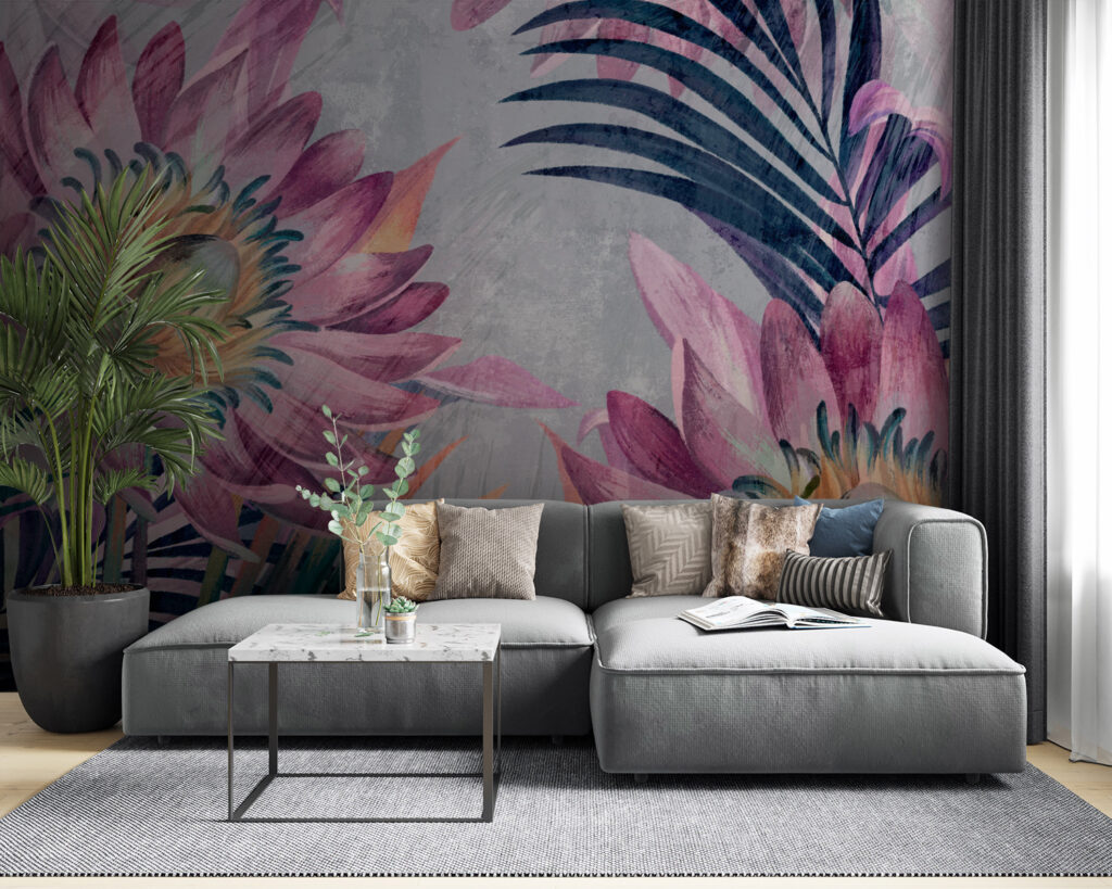 Vibrant blooms against a textured backdrop