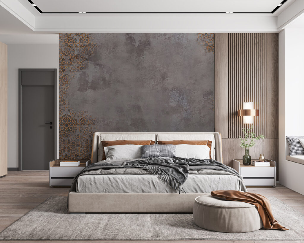 Grey and orange patterned wall Grey and orange patterned wall