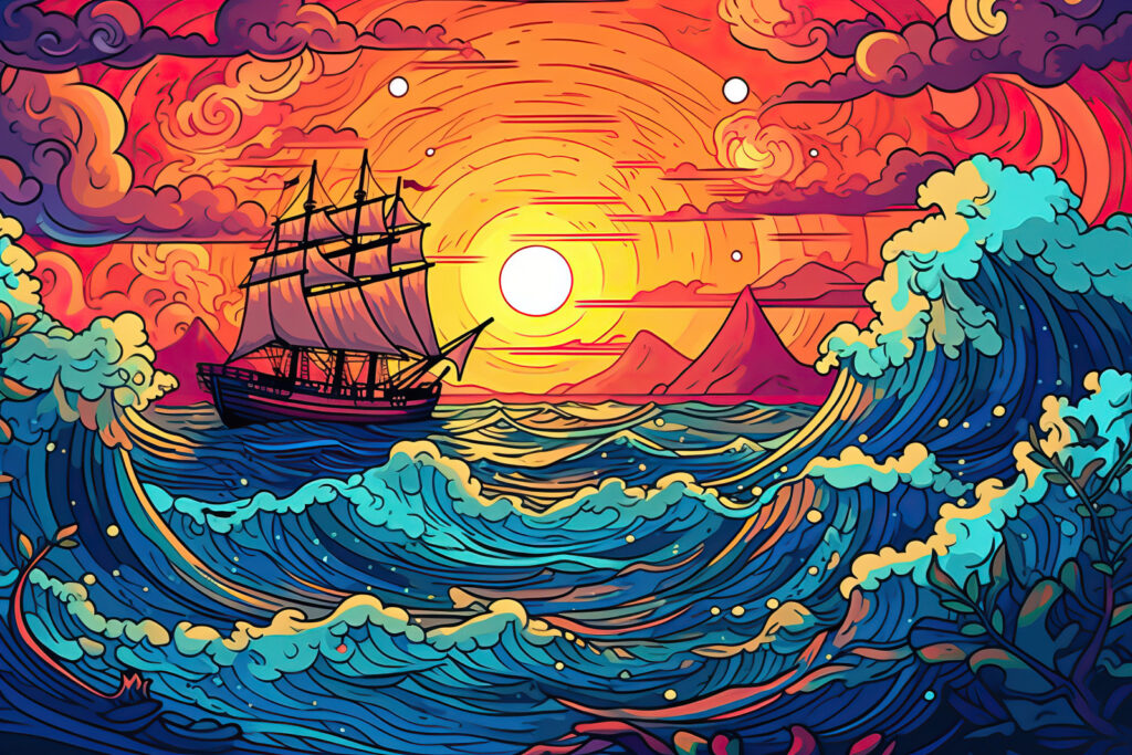 Schip in de oceaan Schip in de oceaan