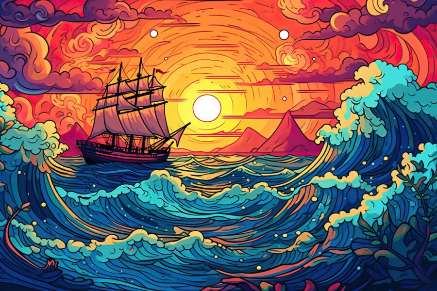 Schip in de oceaan