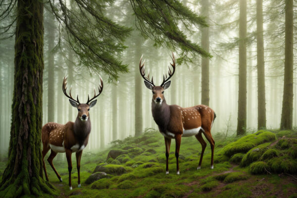 Twee herten in een bos Twee herten in een bos