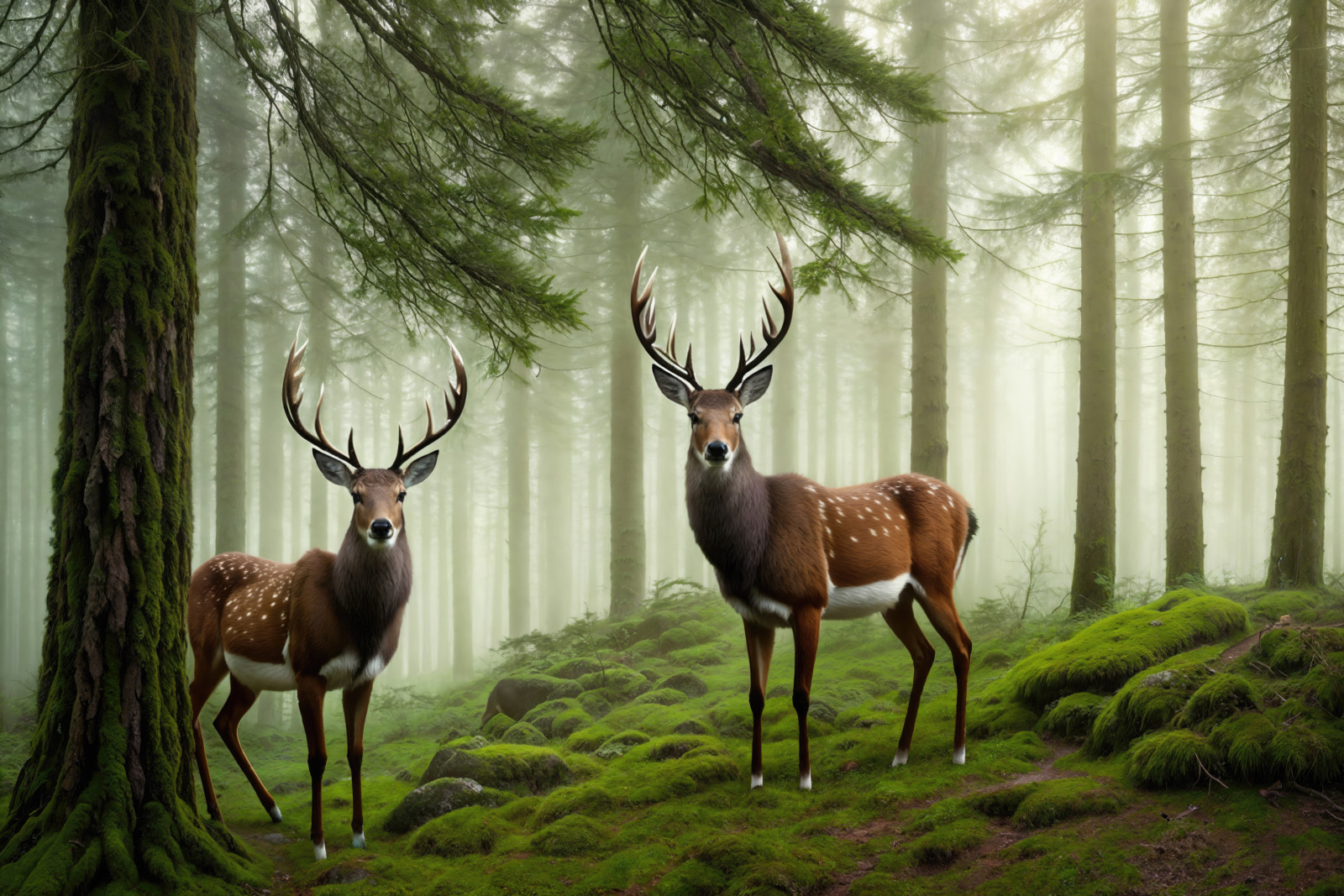 Two deer in a forest Two deer in a forest