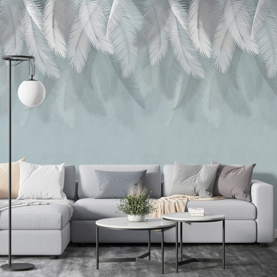 Witte veren op een blauwe achtergrond Witte veren op een blauwe achtergrond