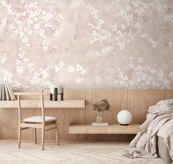 Witte bloemen op een beige achtergrond Witte bloemen op een beige achtergrond