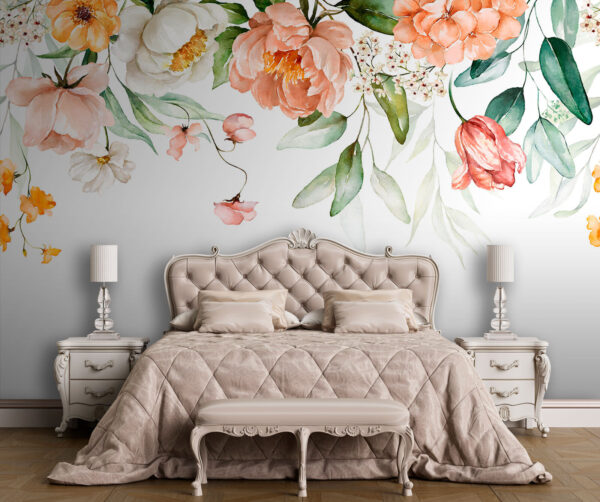 Bloeiende bloemen in zachte kleuren Fotobehang Bloeiende bloemen in zachte kleuren
