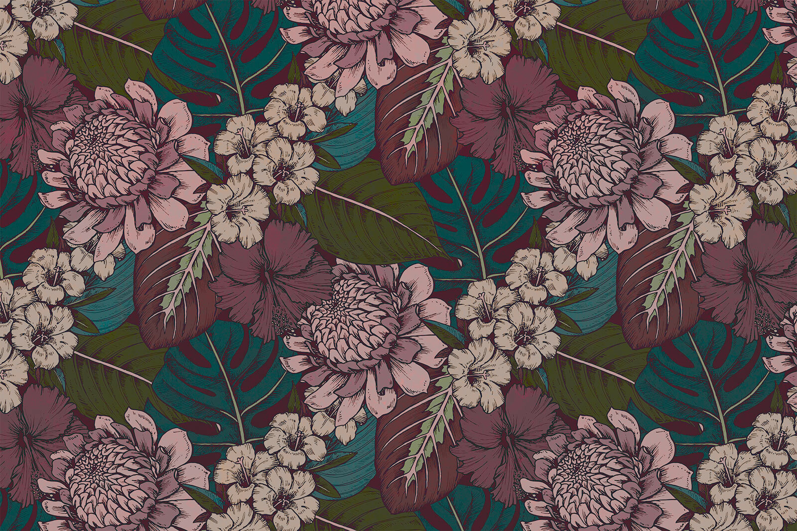 Patroon van bloemen en bladeren u94425p - Patroon van bloemen en bladeren - tegory