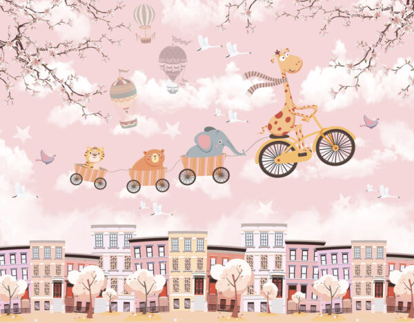 Dieren in een cartoon op een fiets Dieren in een cartoon op een fiets