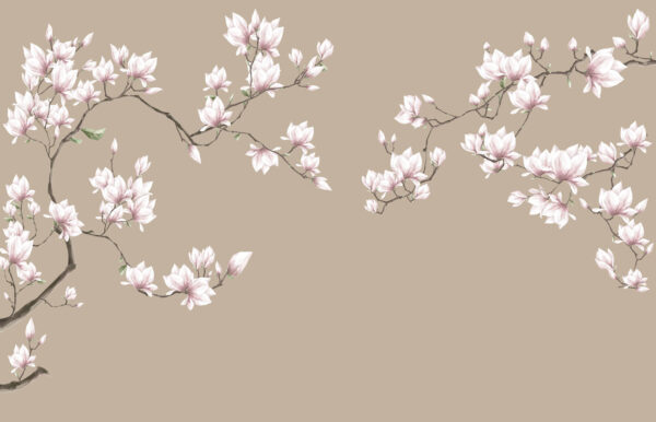 Groep witte bloemen op bruine achtergrond Groep witte bloemen op bruine achtergrond