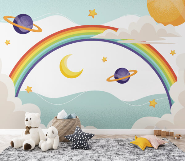 Regenboog met planeten en sterren Regenboog met planeten en sterren