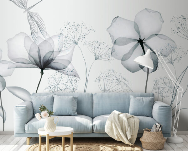 Transparante bloemen met bladeren Transparante bloemen met bladeren