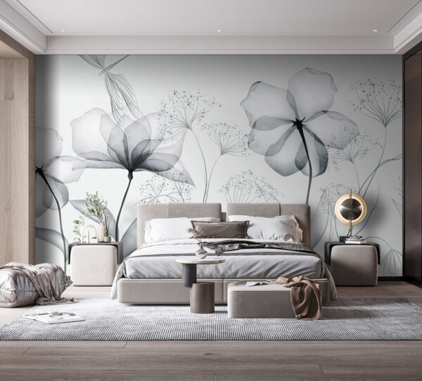 Transparante bloemen met bladeren Transparante bloemen met bladeren