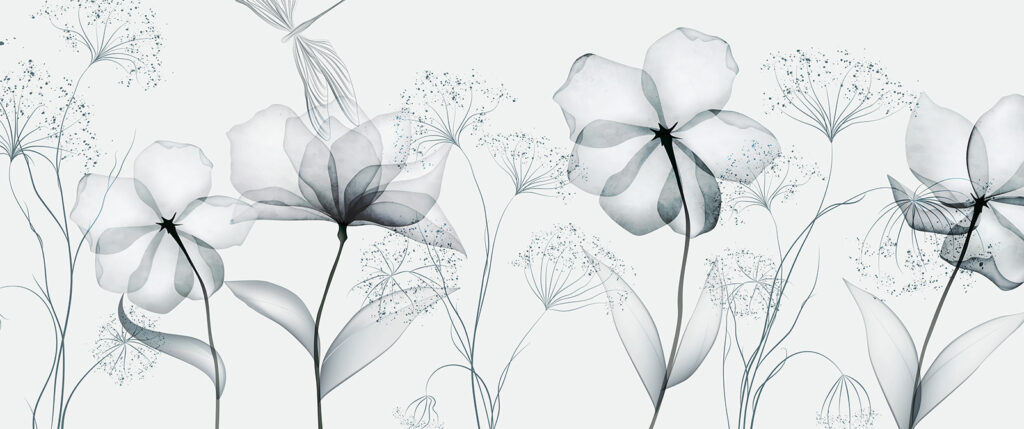 Transparante bloemen met bladeren Transparante bloemen met bladeren