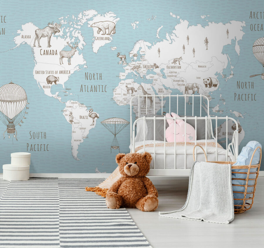 Wereldkaart met dieren Wereldkaart met dieren