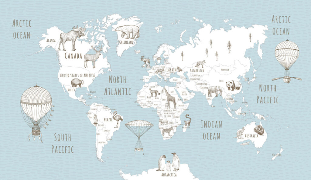 Wereldkaart met dieren Wereldkaart met dieren