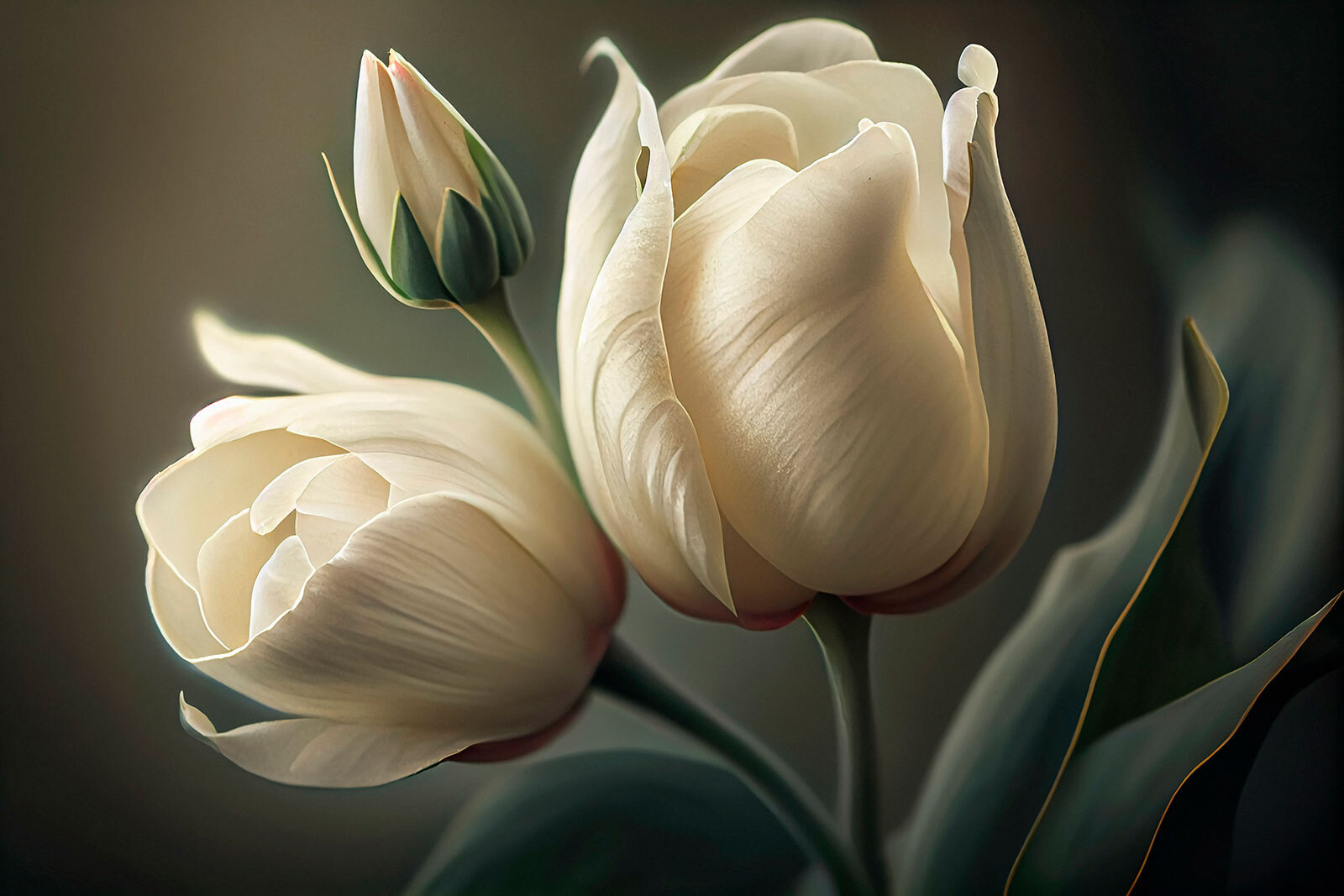 Delicate tulips in soft hues
