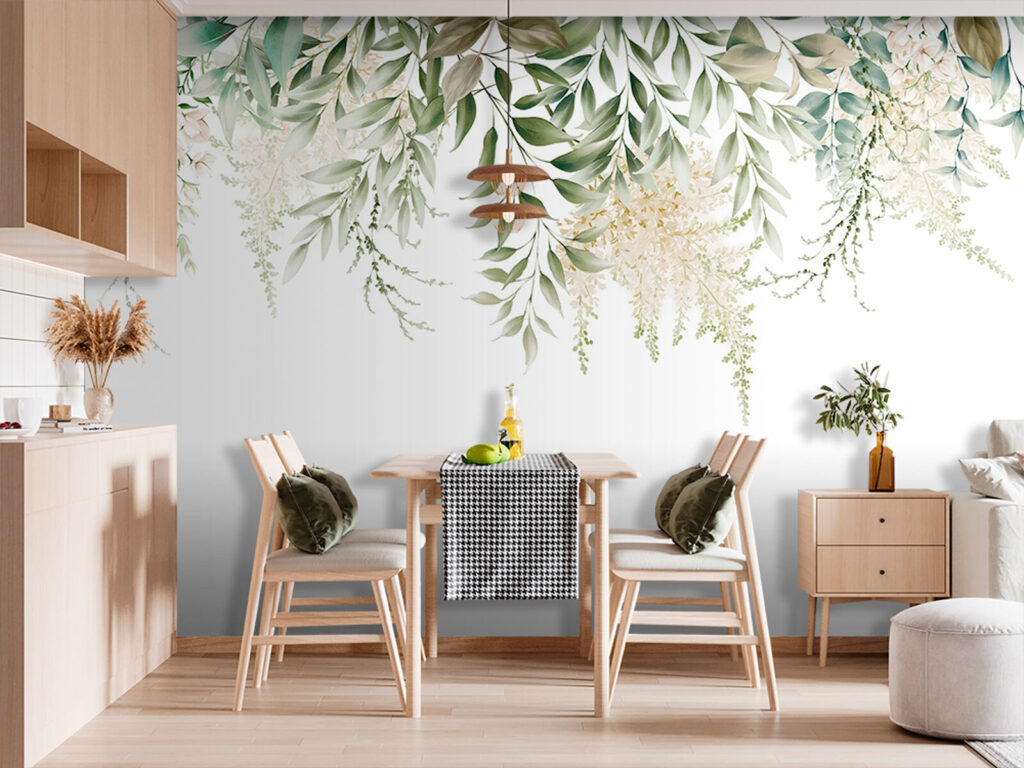 Delicate greenery on a white background