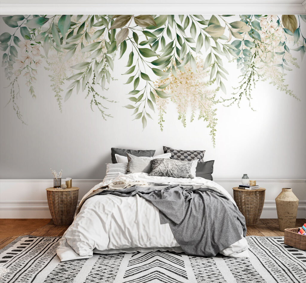 Delicate greenery on a white background