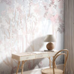 Fotobehang Wit en roze bloemenpatroon