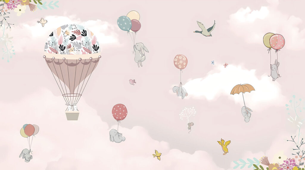 Luchtballon met vogels en dieren Luchtballon met vogels en dieren