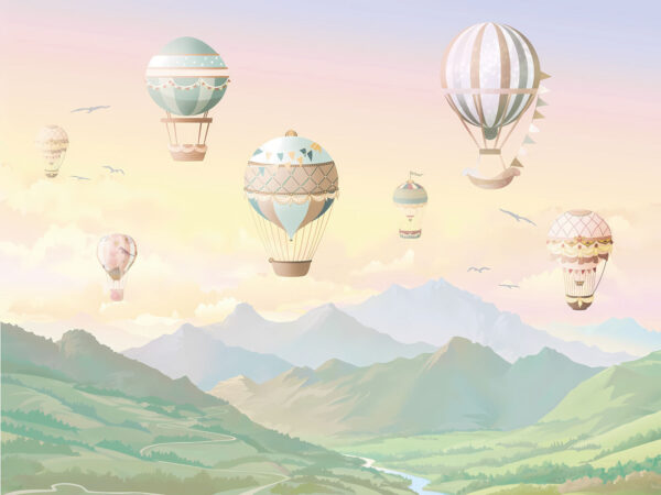 Groep heteluchtballonnen in de lucht Groep heteluchtballonnen in de lucht