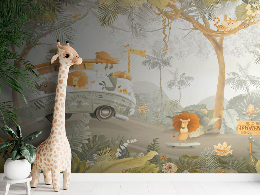 Wallpaper with animals and trees Wallpaper with animals and trees