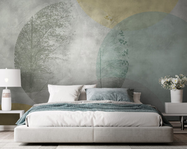 Boom en cirkels op een muur Boom en cirkels op een muur