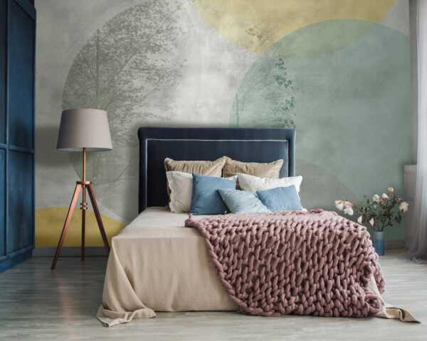 Boom en cirkels op een muur Boom en cirkels op een muur