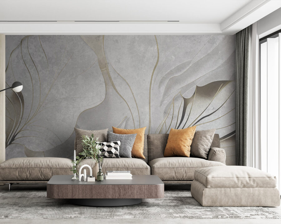 Elegante bladeren in serene grijstinten