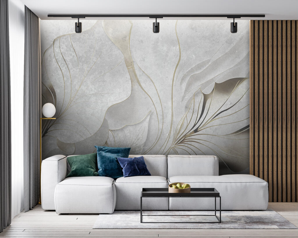 Elegant leaves in serene grayscale hues