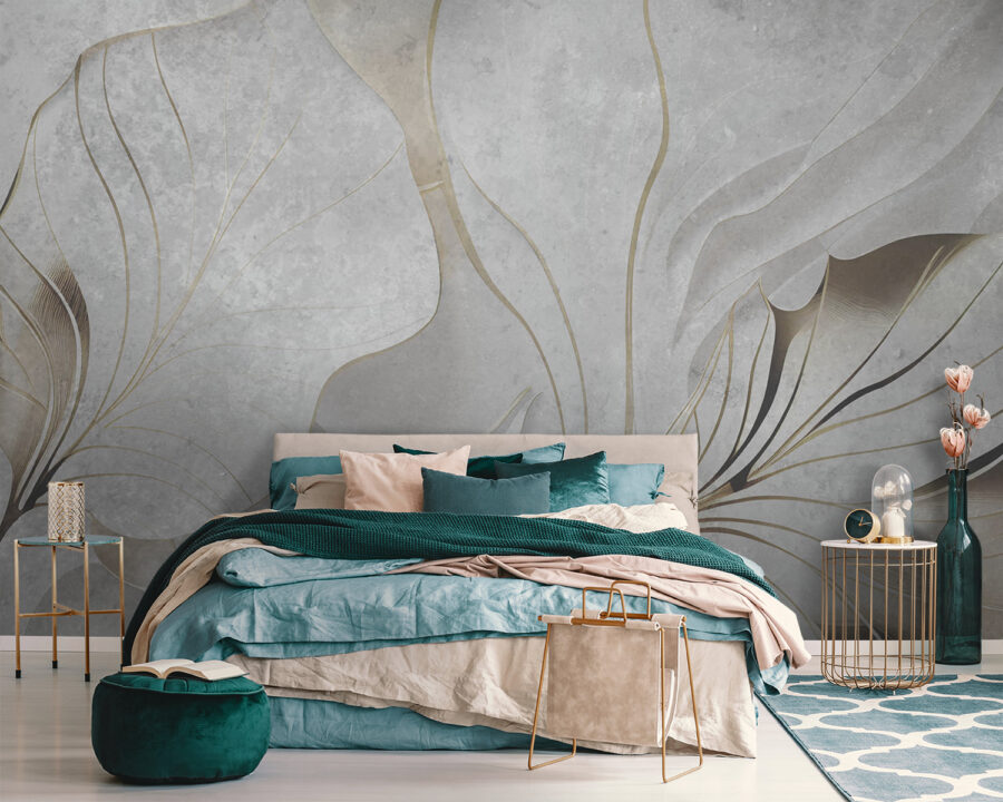 Elegante bladeren in serene grijstinten