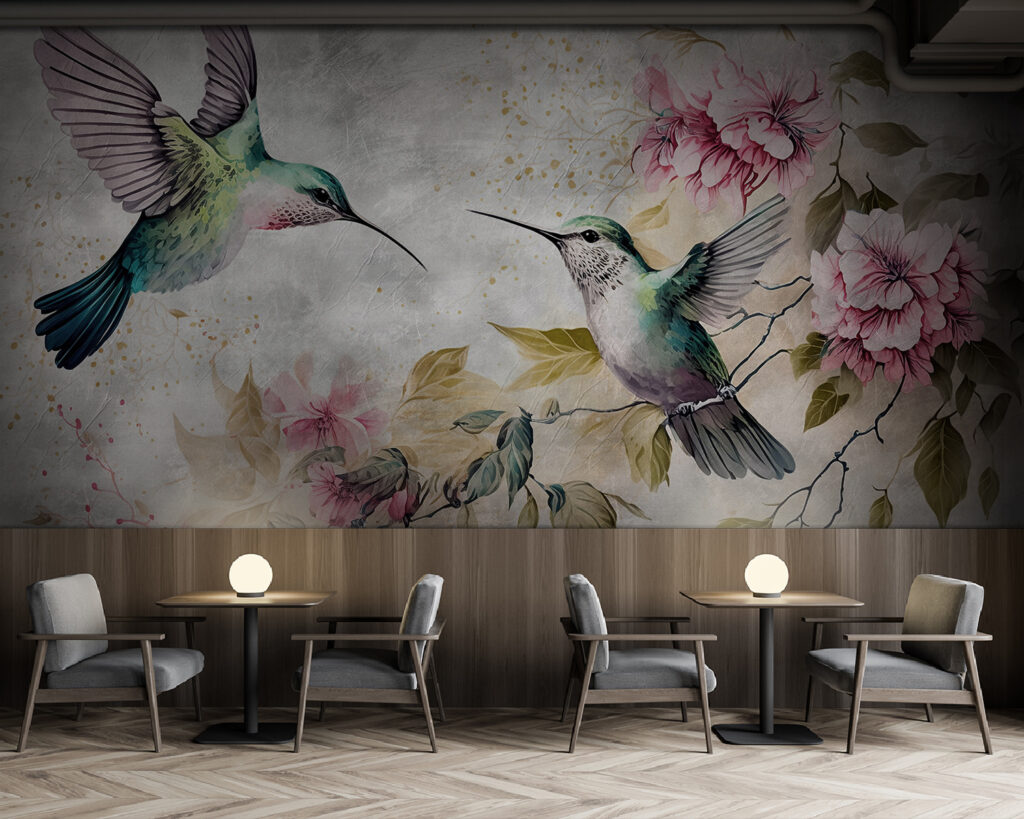 Painting of birds and flowers