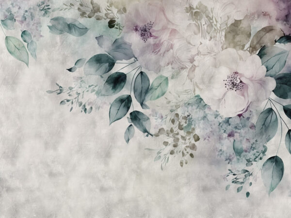 Schilderij van bloemen en bladeren Schilderij van bloemen en bladeren