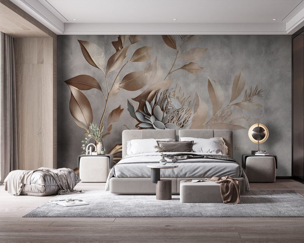 Elegant paper flowers and delicate leaves Elegant paper flowers and delicate leaves