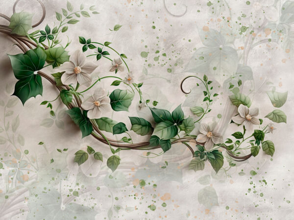Schilderij van bloemen en bladeren Schilderij van bloemen en bladeren