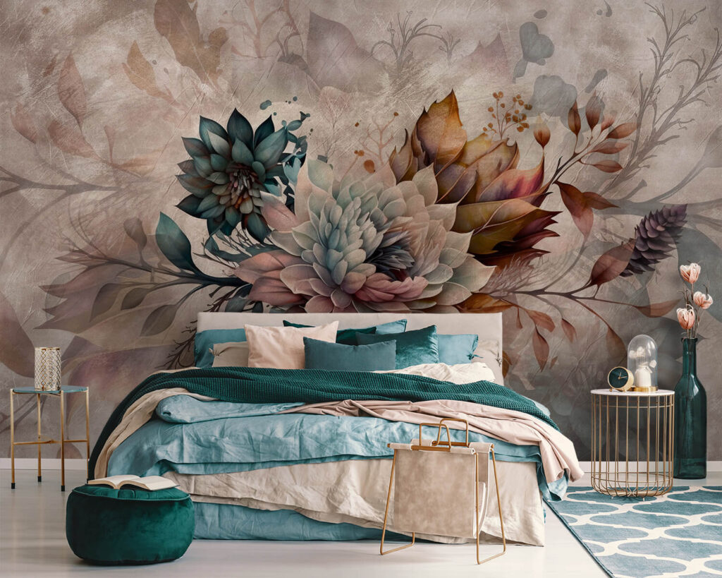 Painting of flowers and leaves