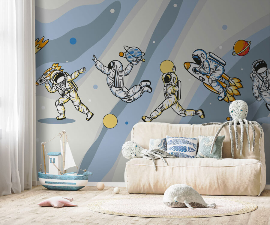 Groep astronauten in de ruimte Groep astronauten in de ruimte