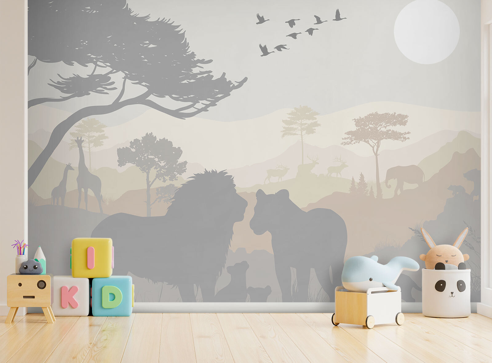 Group of animals in a landscape