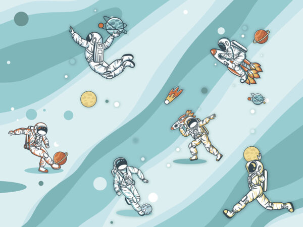 Groep astronauten in de ruimte Groep astronauten in de ruimte