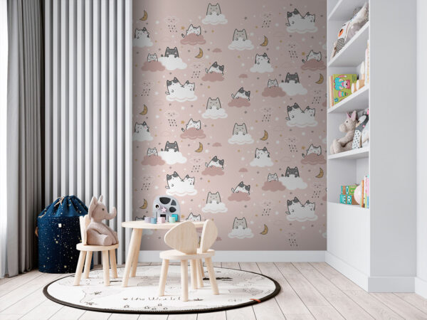 Patroon van katten op een roze achtergrond Patroon van katten op een roze achtergrond