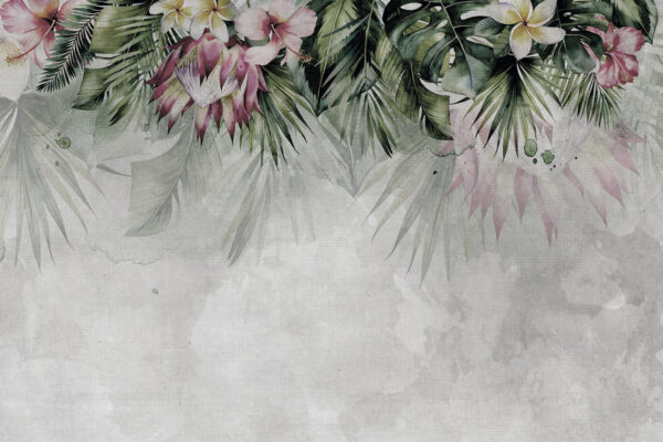 Schilderij van bloemen en bladeren Schilderij van bloemen en bladeren