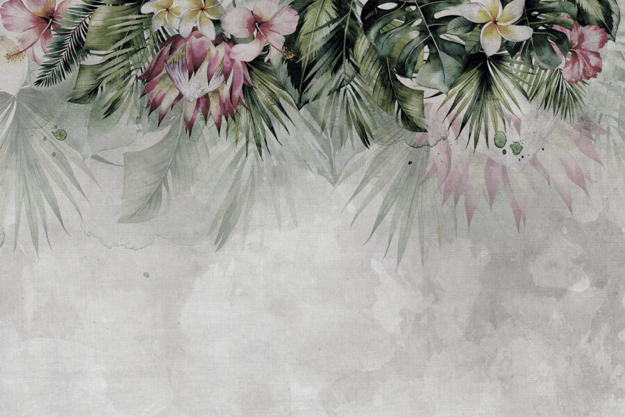 Schilderij van bloemen en bladeren Schilderij van bloemen en bladeren