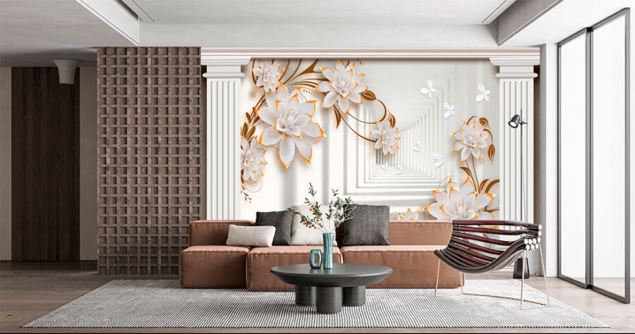 Elegant bloemenframe met butterfiles