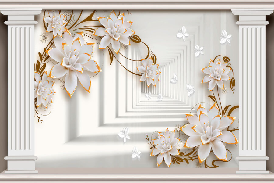 Elegant bloemenframe met butterfiles