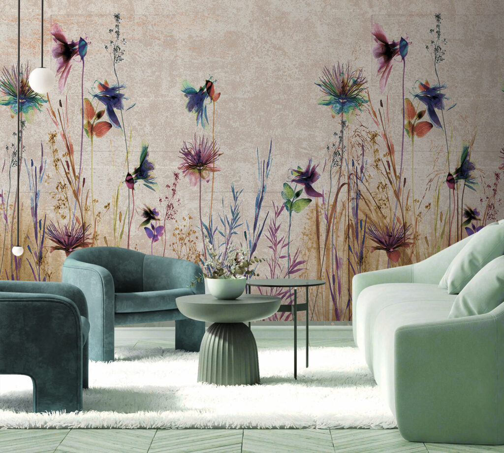 Colorful flowers in a serene landscape Colorful flowers in a serene landscape