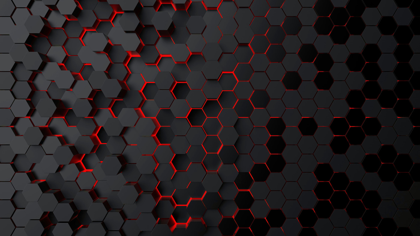 A black hexagons with red light A black hexagons with red light